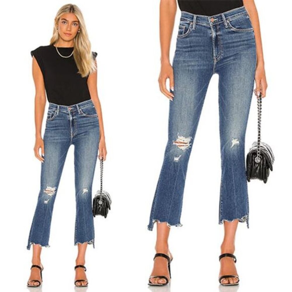 NWT Mother The Insider Crop Step Chew Dancing On Coals Denim Blue Jeans Size: 31